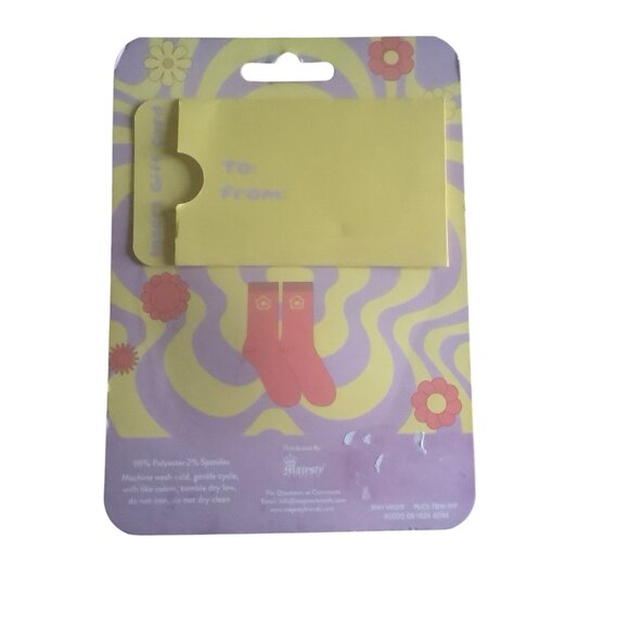 Flower Power Ladies Crew Socks Shoe Size 4-10 98% Polyester 2% Spandex By Majest - Picture 6 of 6